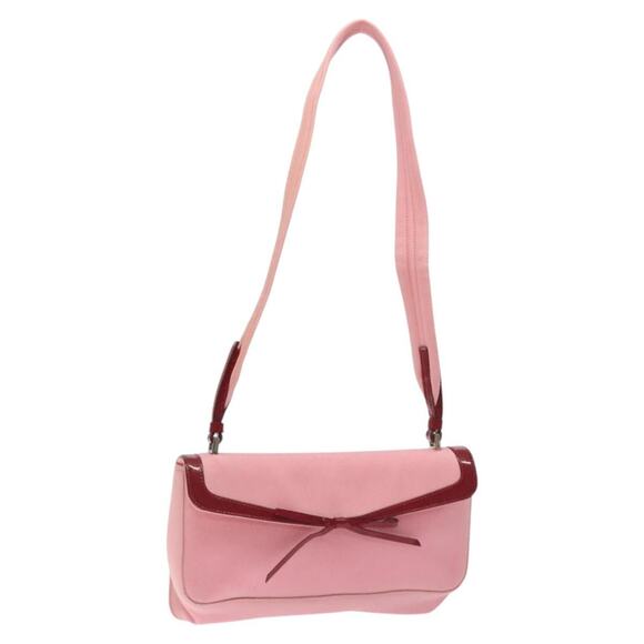 PRADA Shoulder Bag Canvas Pink Silver - Picture 1 of 12